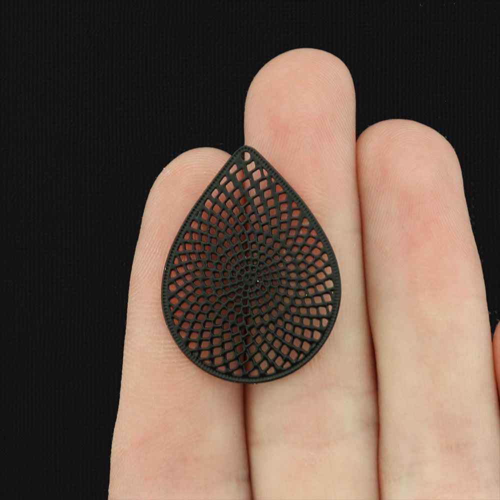 5 Filigree Teardrop Enamel Charms - Choose Your Color