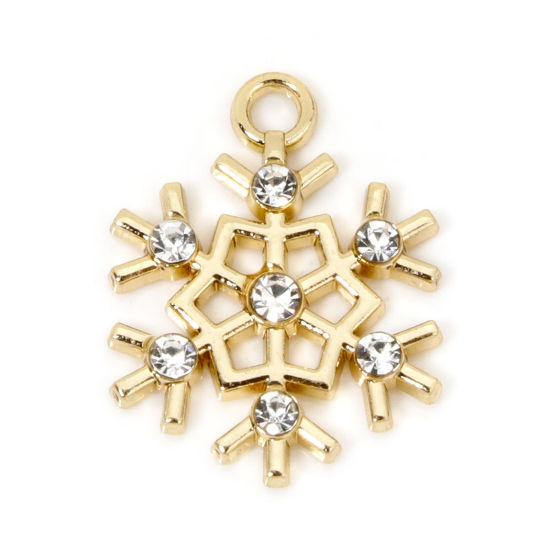 5 Snowflake Charms with Cubic Zirconia - Choose Your Tone!
