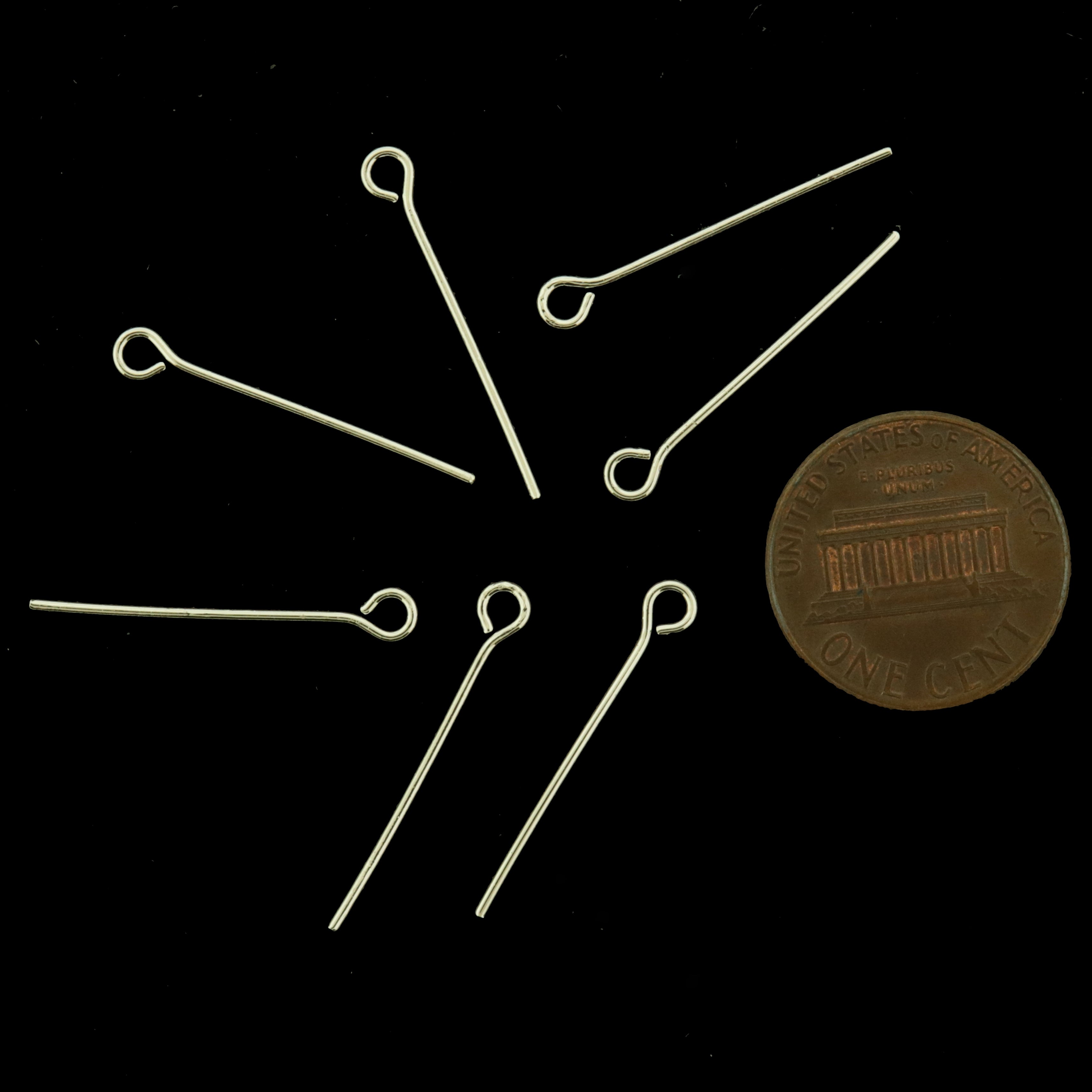 50 Sterling Silver Eye Pins - 24mm x 0.7mm - Sterling Plated Brass - ST329