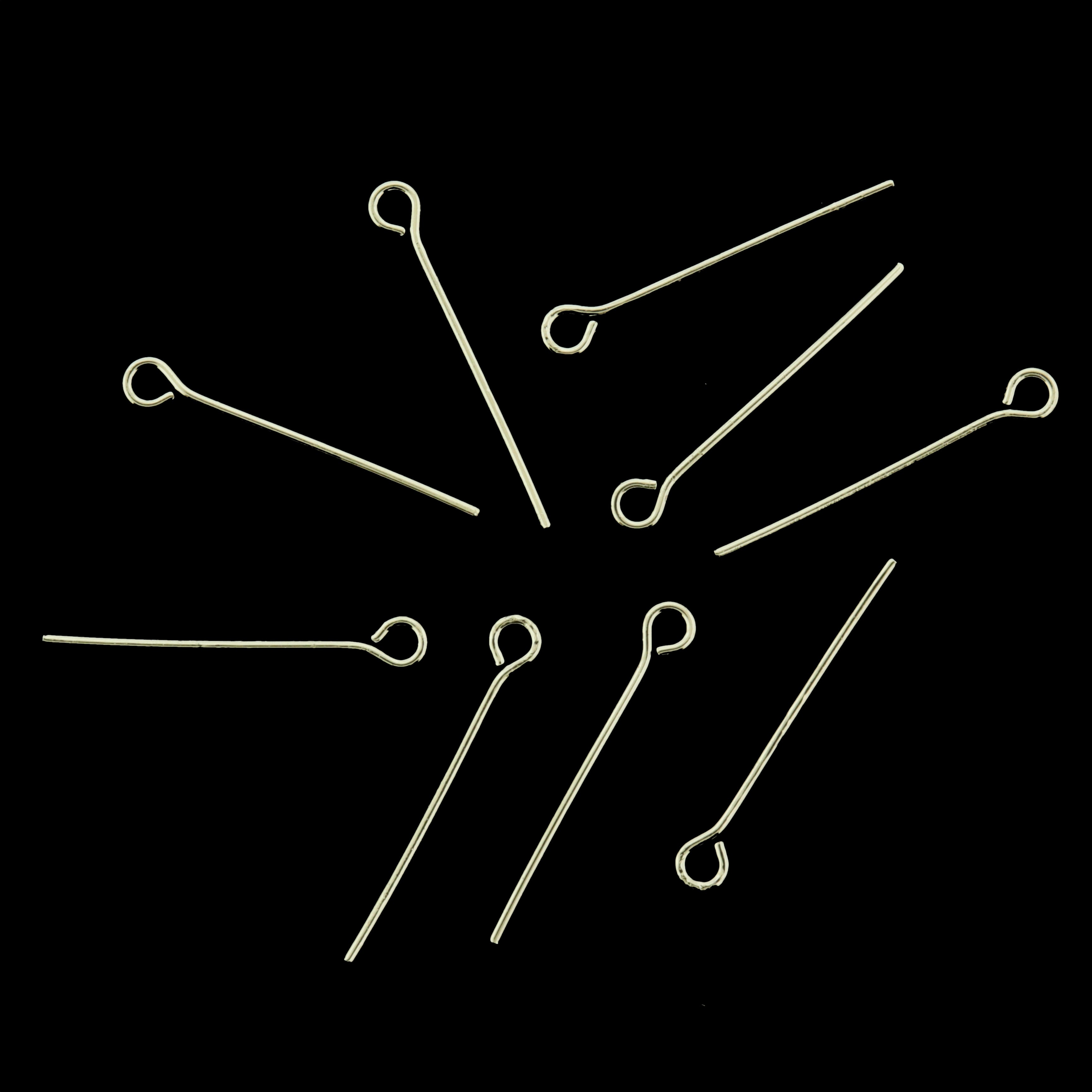 50 Sterling Silver Eye Pins - 24mm x 0.7mm - Sterling Plated Brass - ST329