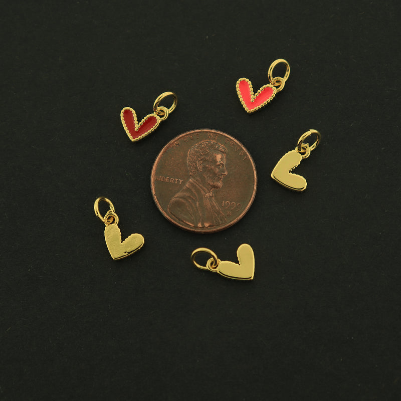 18k Gold Heart Charm - Enamel Pendant - 18k Gold Plated - Choose Your Color