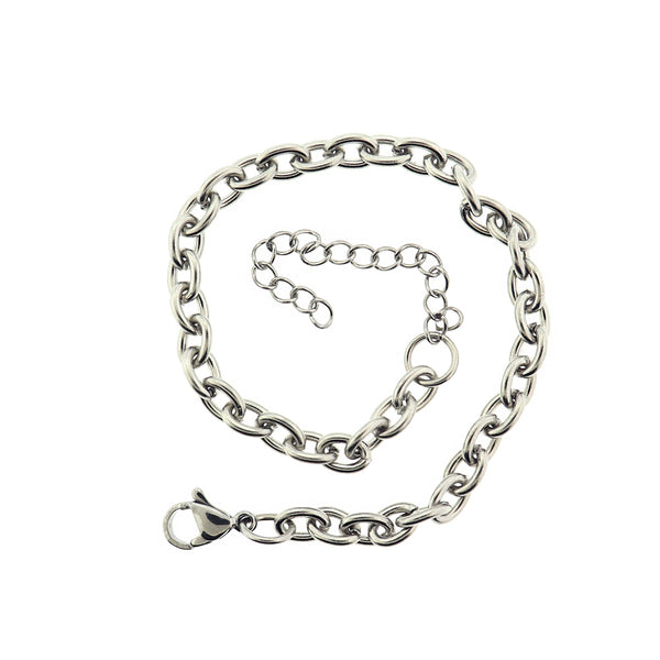 Stainless Steel Cable Chain Bracelet 9" - 5mm - 1 Bracelet - N034