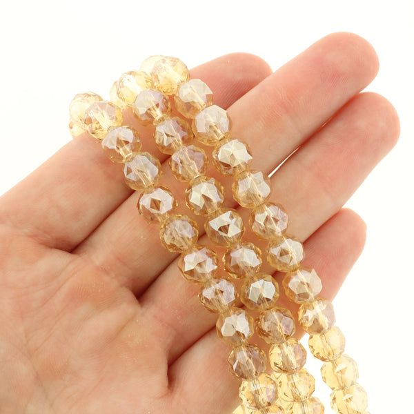 Faceted Glass Beads 7mm - Electroplated White - 1 Strand 70 Beads - BD055
