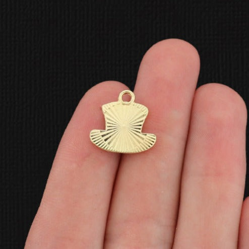 6 American Flag Top Hat Gold Tone Enamel Charms - E325