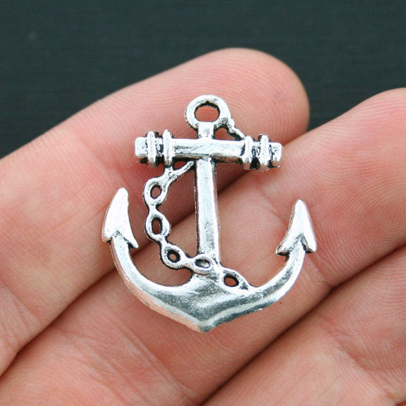 6 Anchor Antique Silver Tone Charms 2 Sided - SC2717