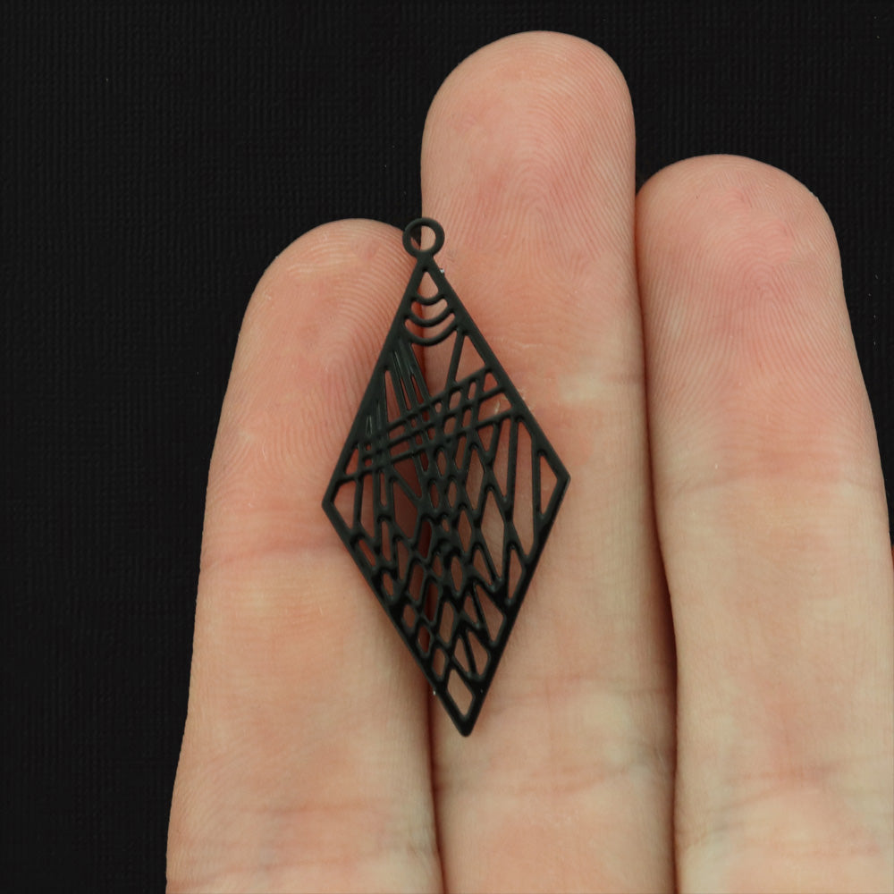 6 Filigree Diamond Enamel Charms - Choose Your Color