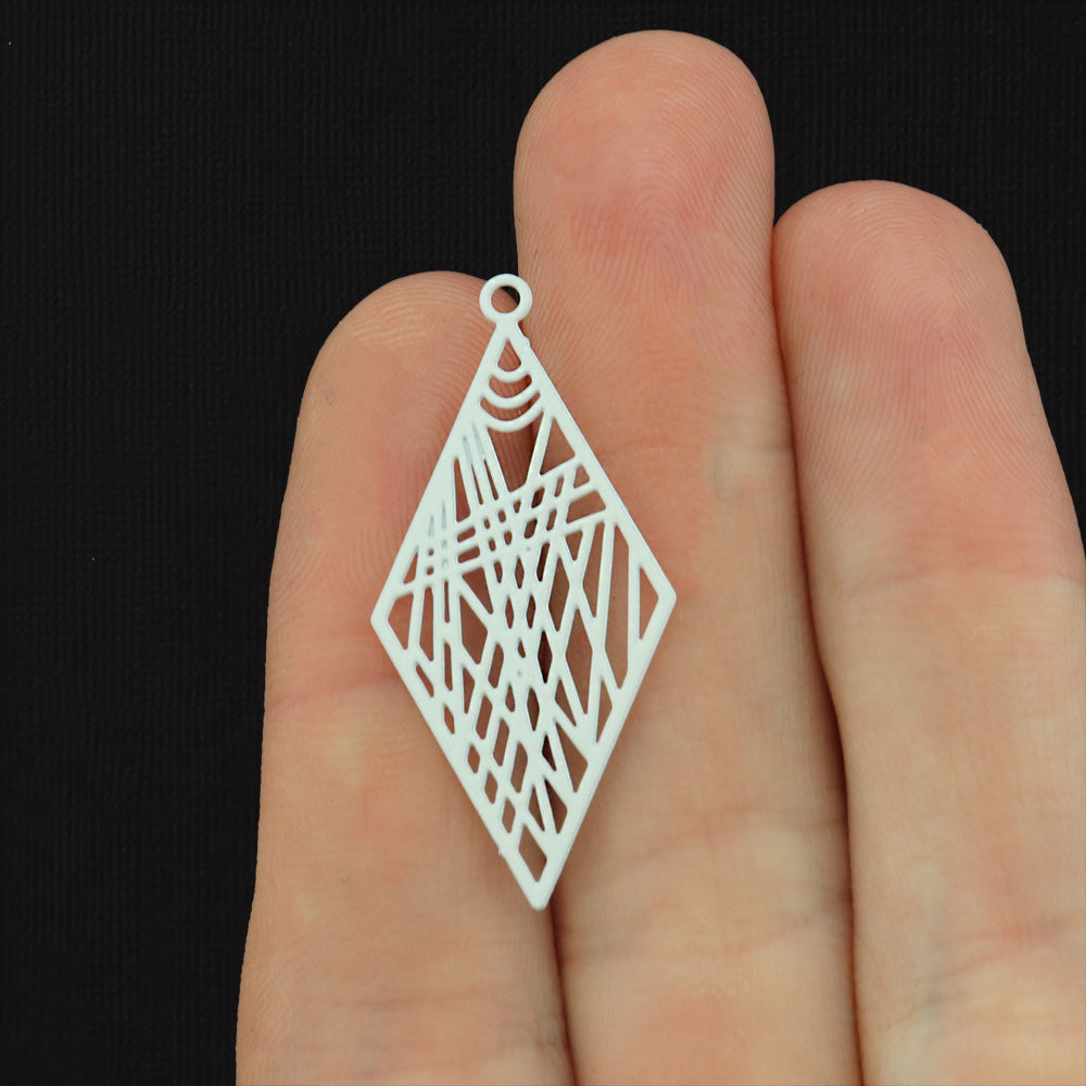 6 Filigree Diamond Enamel Charms - Choose Your Color