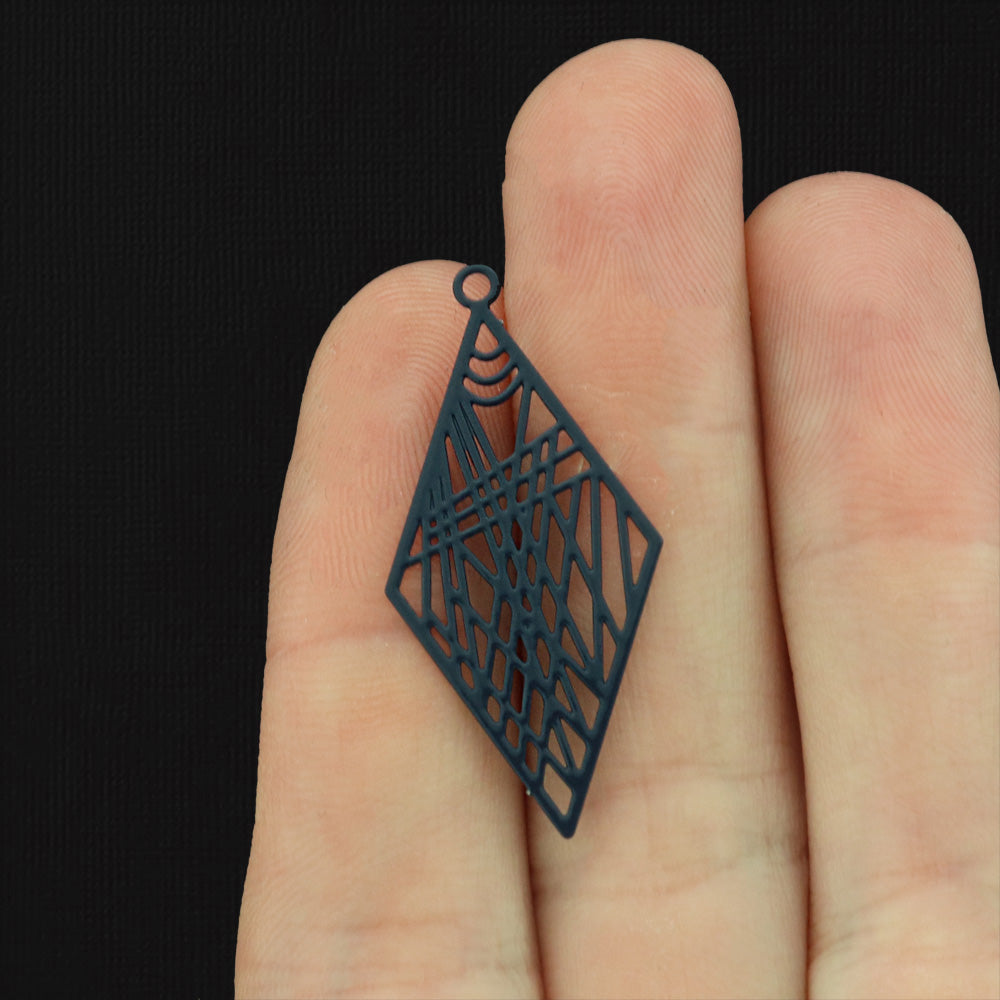 6 Filigree Diamond Enamel Charms - Choose Your Color