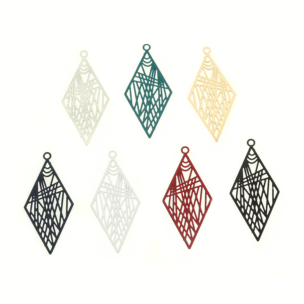 6 Filigree Diamond Enamel Charms - Choose Your Color