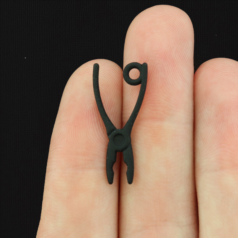 6 Pliers Antique Black Tone Charms 2 Sided - E188