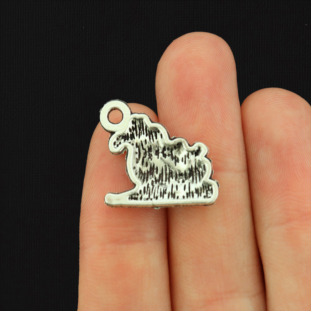 6 Santa Sleigh Antique Silver Tone Charms - XC032