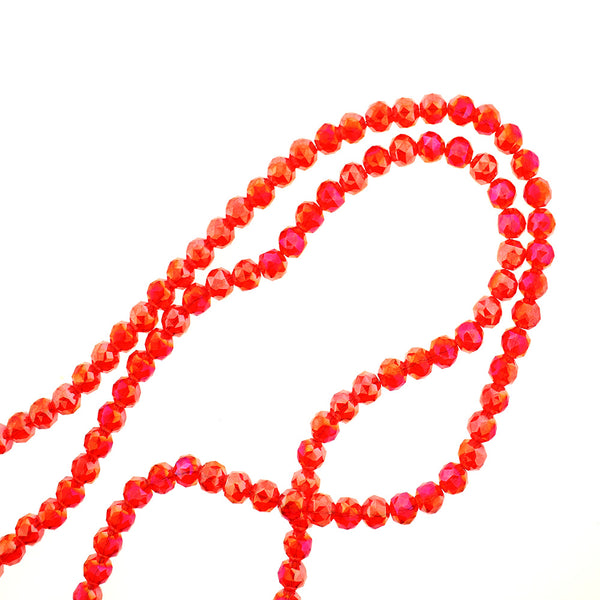 Faceted Glass Beads 8mm - Electroplated Red - 1 Strand 72 Beads - BD003
