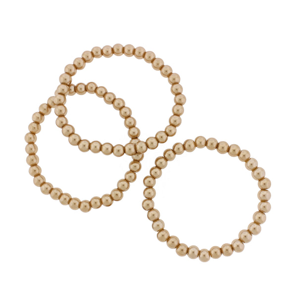 Round Glass Bead Bracelet - 45mm - Metallic Gold - 1 Bracelet - BB242