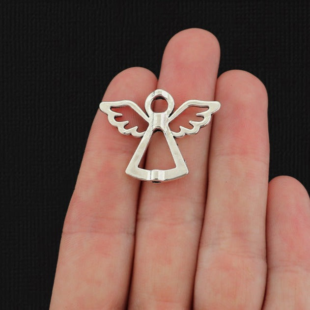 8 Angel Connector Antique Silver Tone Charms 2 Sided - SC1683