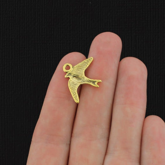 8 Bird Antique Gold Tone Charms - GC195