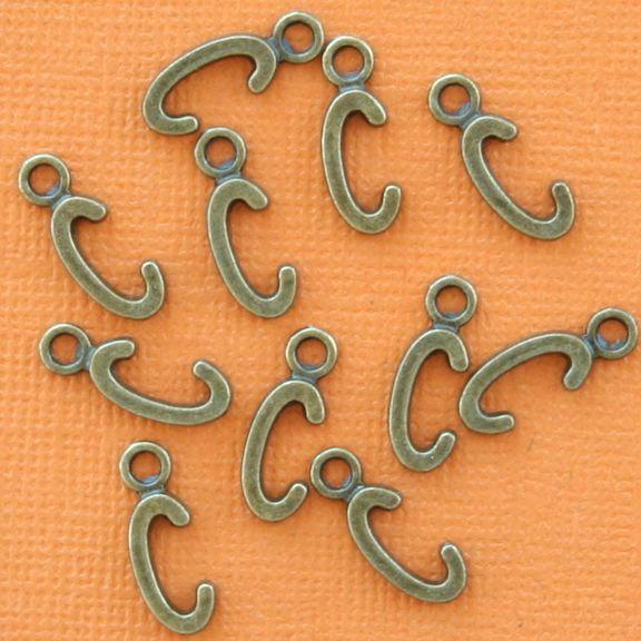 8 Letter Bronze Tone Charms - Choose Your Letter - Antique Bronze Tone