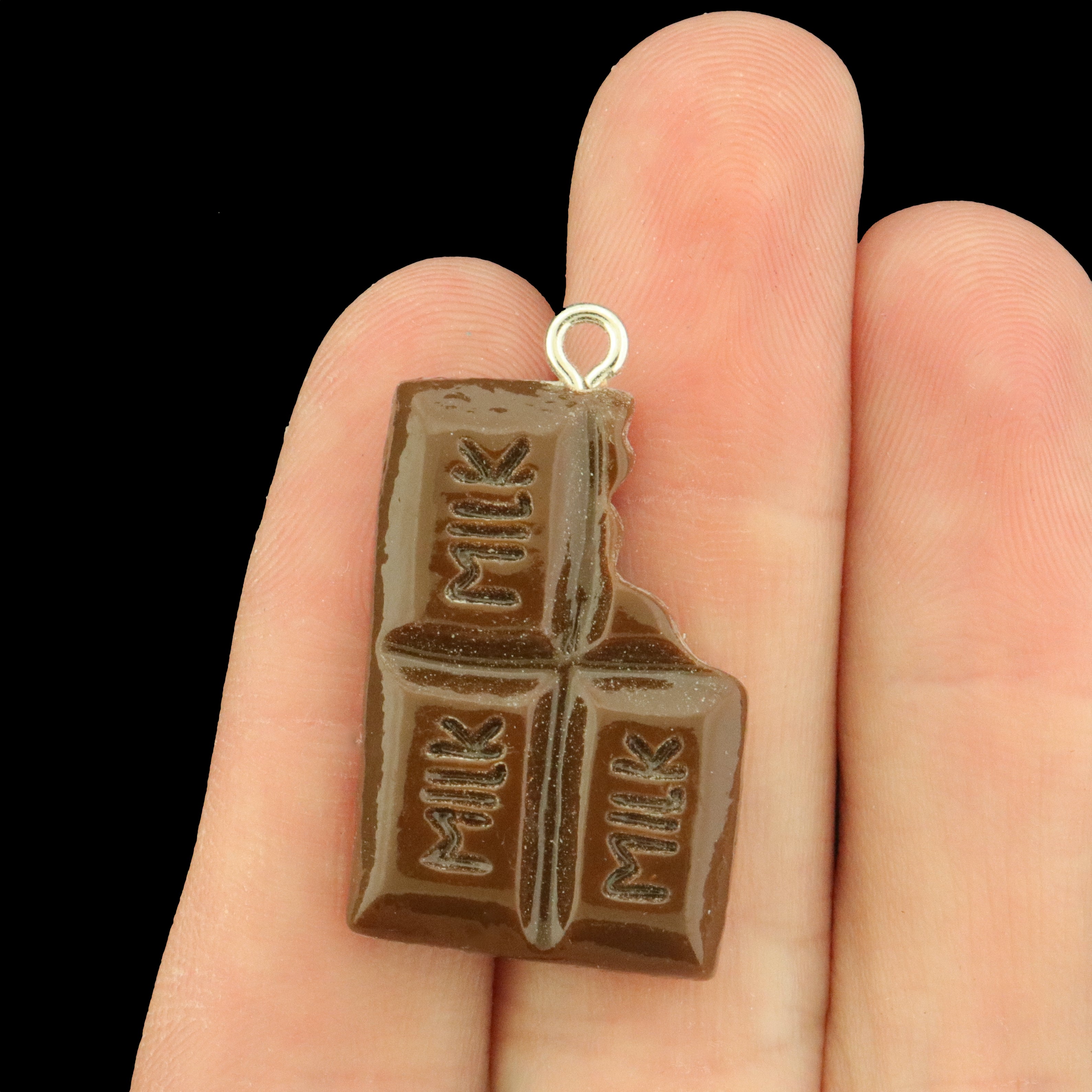 8 Milk Chocolate Acrylic Charms with Loop - K364