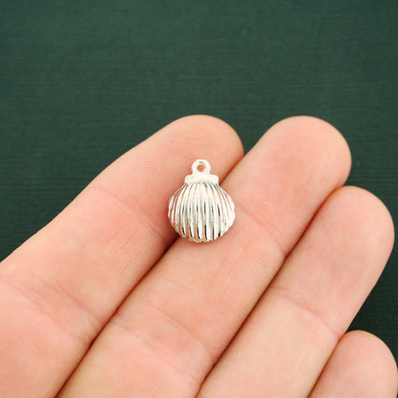 8 Seashell Silver Tone and Enamel Charms - SC4406