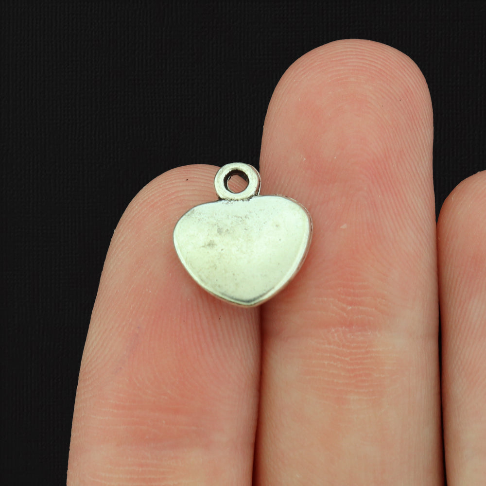 8 Thank You Heart Antique Silver Tone Charms - SC471