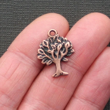 8 Tree Antique Silver Tone Charms - SC528
