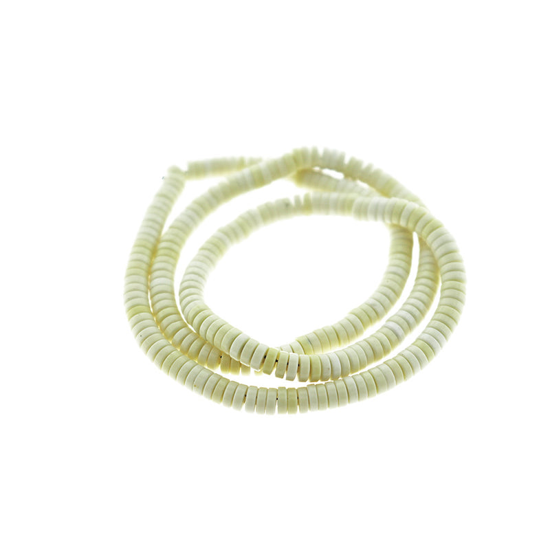SALE Heishi Natural Agate Beads 4mm x 1mm - Pale Yellow - 50 Beads - LBD2370