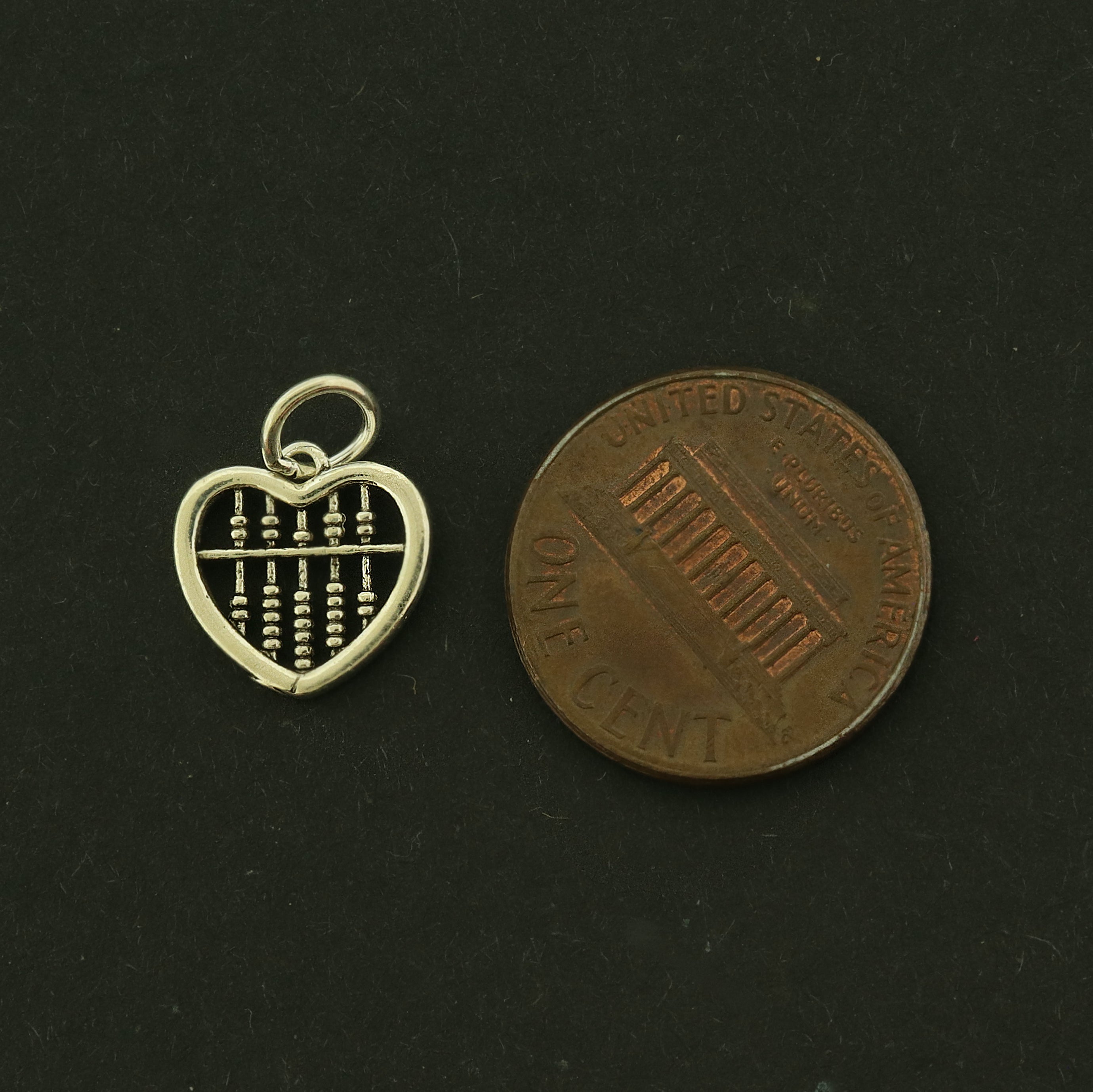 Abacus Sterling Silver Charm - Heart Shape - ST091