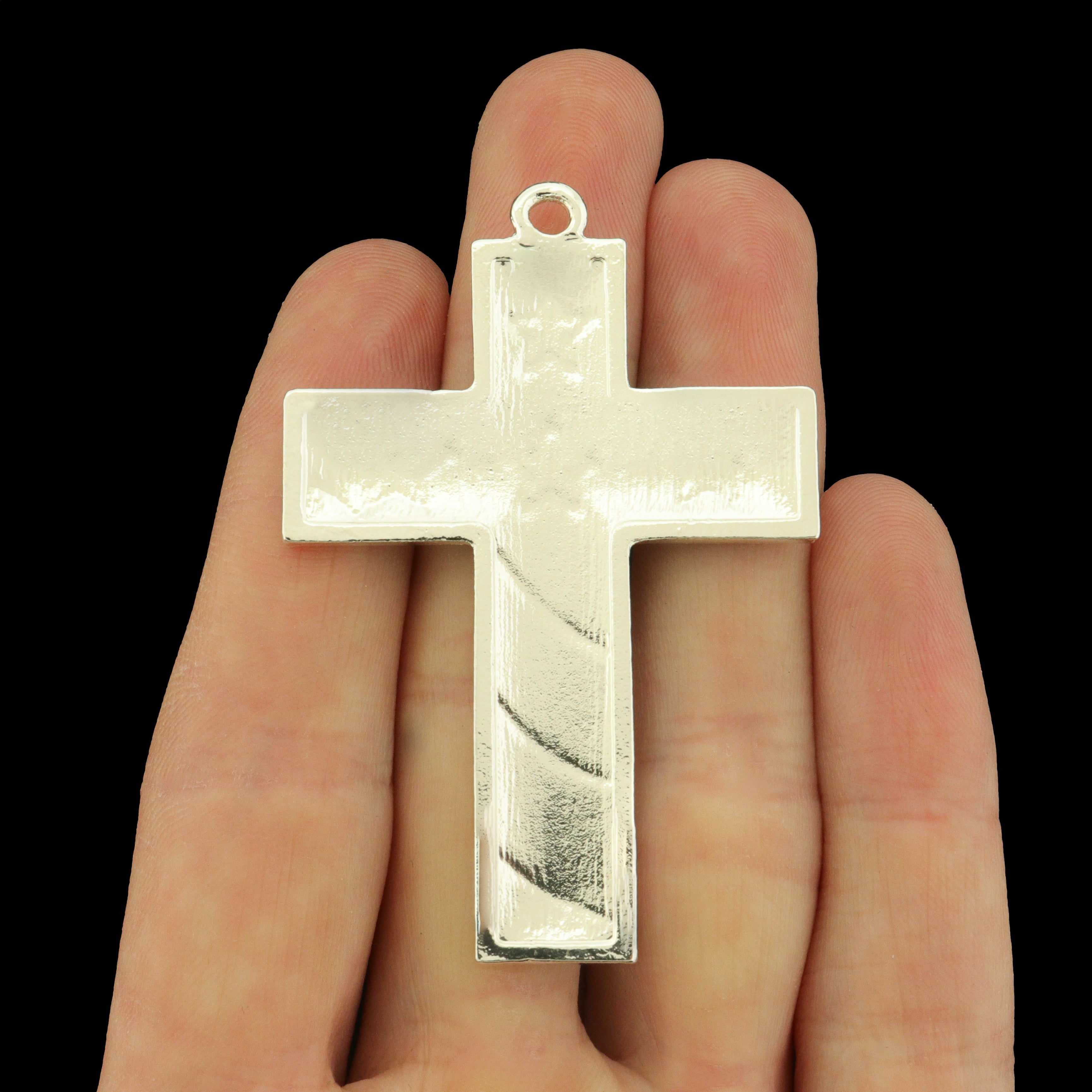 American Flag Cross Silver Tone Enamel Charms - E1491