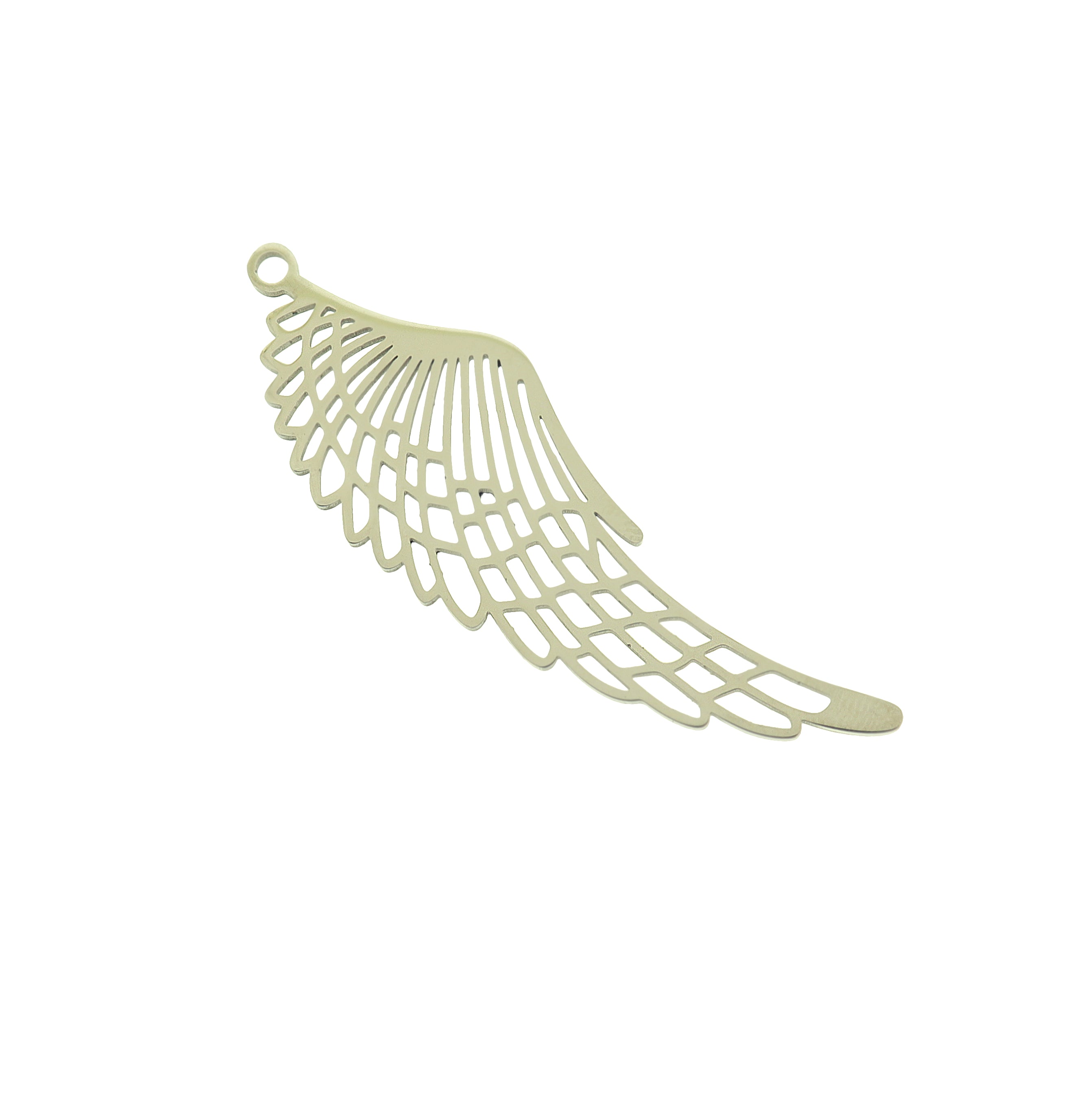Angel Wing Filigree Silver Tone Stainless Steel Charm 2 Sided - SSP742