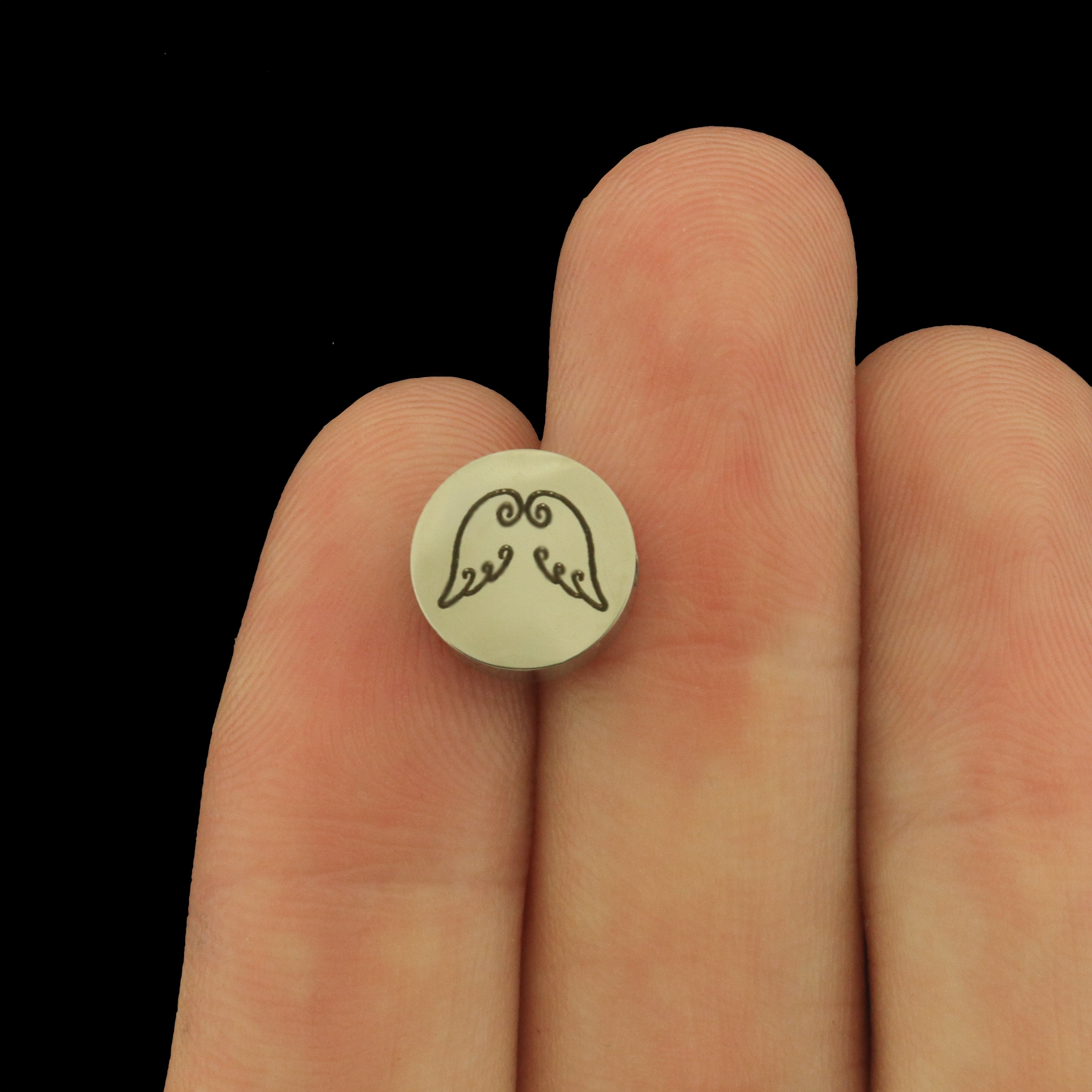 Angel Wings Stainless Steel Beads - Memorial Bead - Choose Your Size - BFS034S-8287