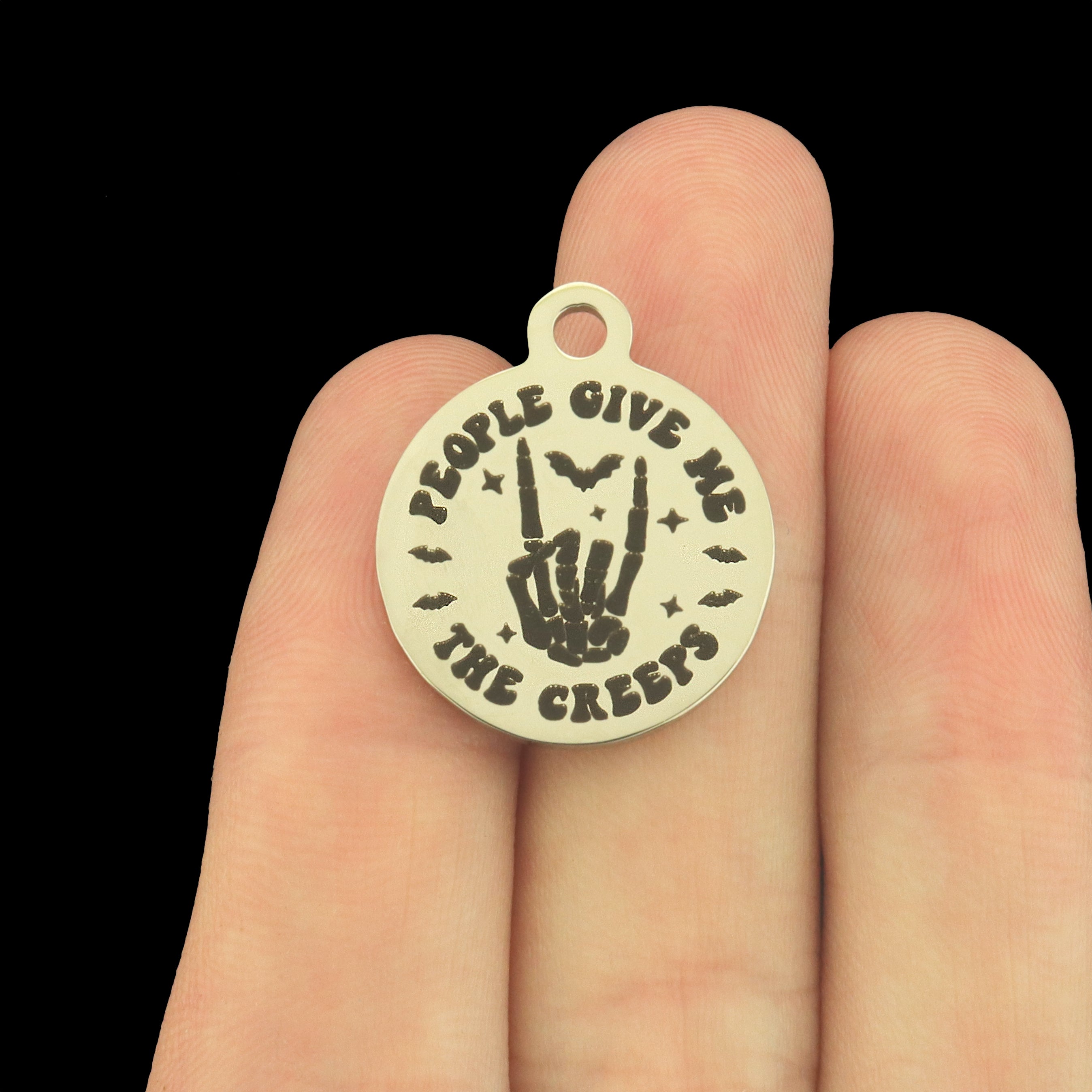 Antisocial Halloween Stainless Steel Charms - People Give Me the Creeps - BFS001-8358