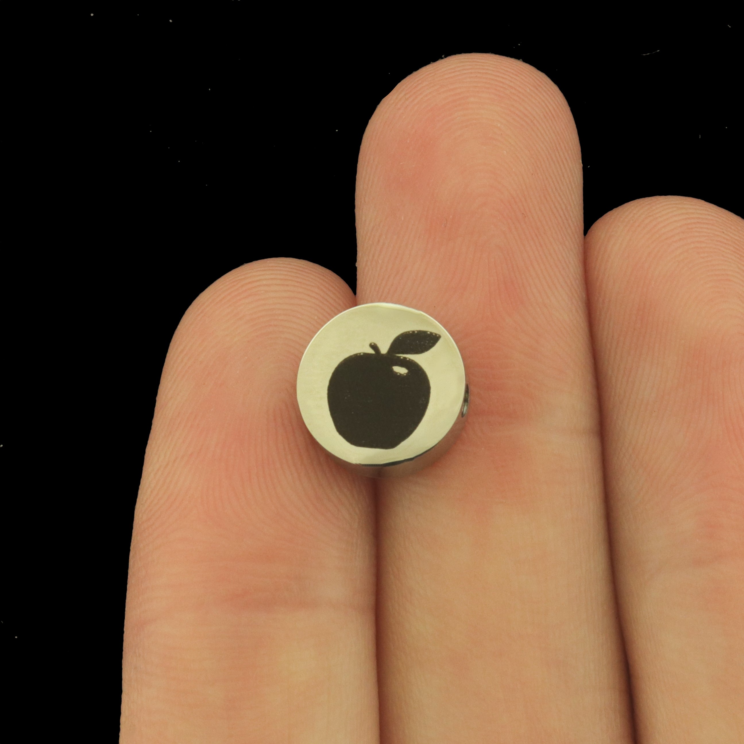 Apple Stainless Steel Beads - Teacher Bead - Choose Your Size - BFS034S-8298