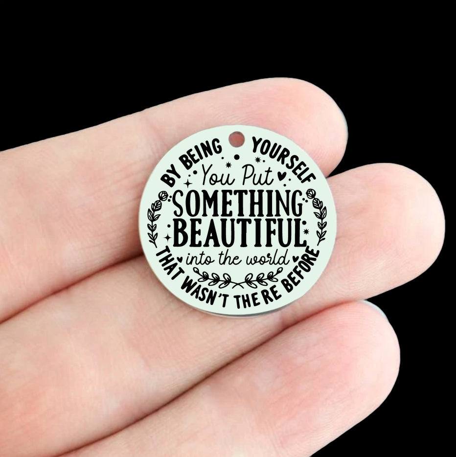 Be Yourself Stainless Steel 25mm Round Charms - BFS009-8416