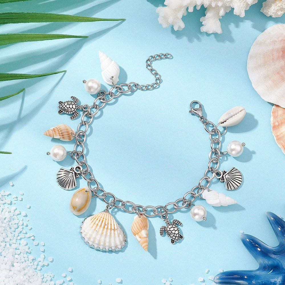 Beach Themed Finished Bracelet - Stainless Steel - Choose Your Tone!