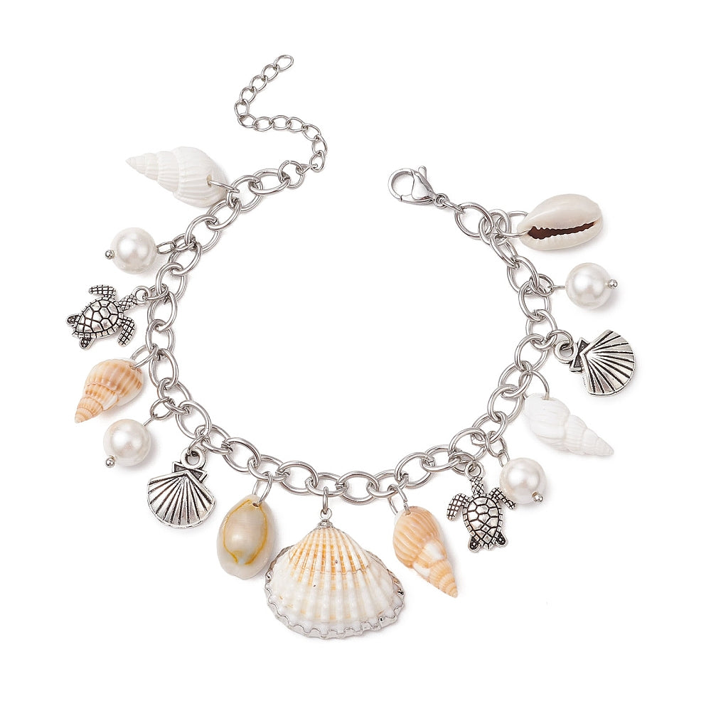 Beach Themed Finished Bracelet - Stainless Steel - Choose Your Tone!