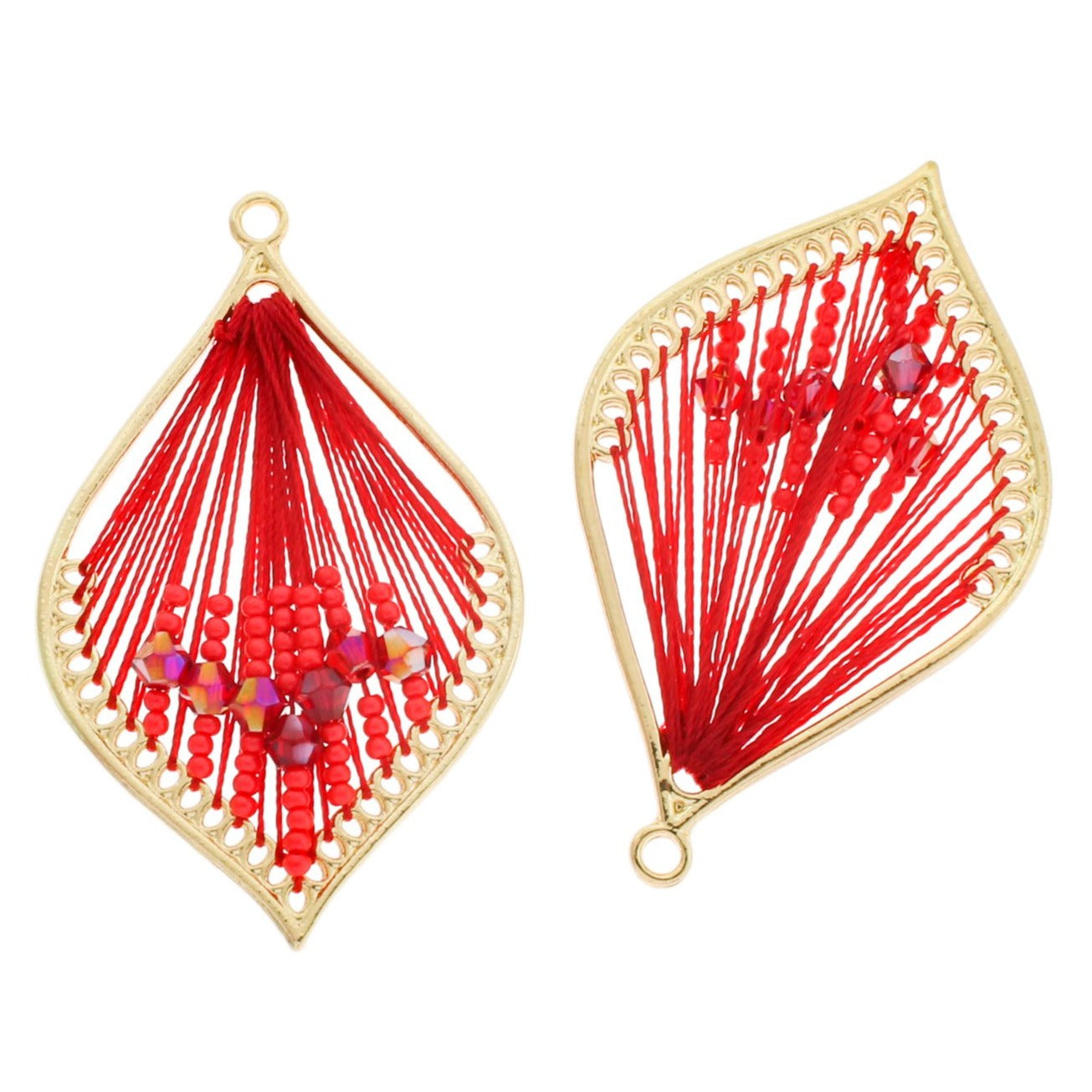 Beaded Woven Gold Tone Pendant - Choose Your Color!