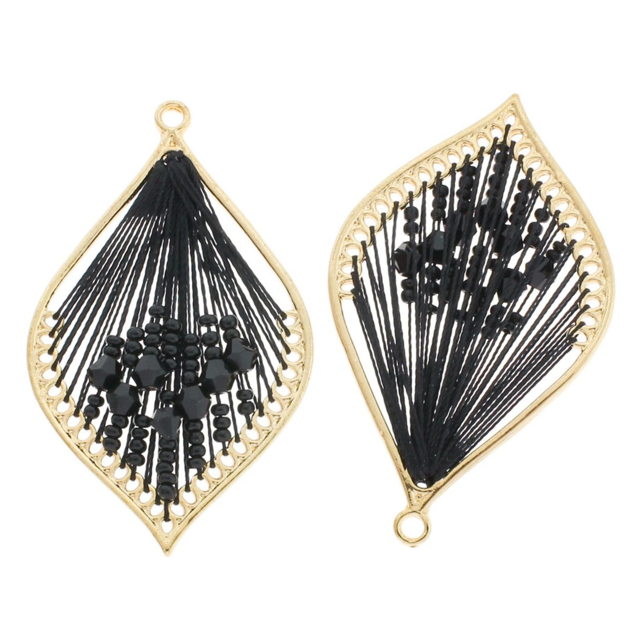 Beaded Woven Gold Tone Pendant - Choose Your Color!