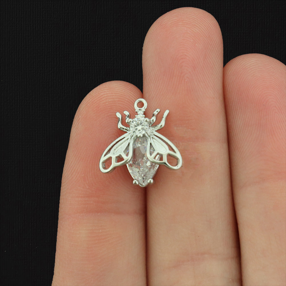 Bee Platinum Plated Charm with Inset Rhinestone - SC945