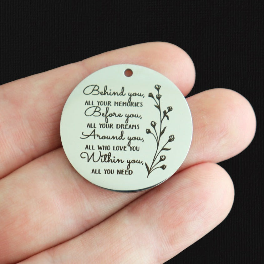 Premier Noël de bébé 2023 Breloques rondes en acier inoxydable 30 mm - BFS010-6351