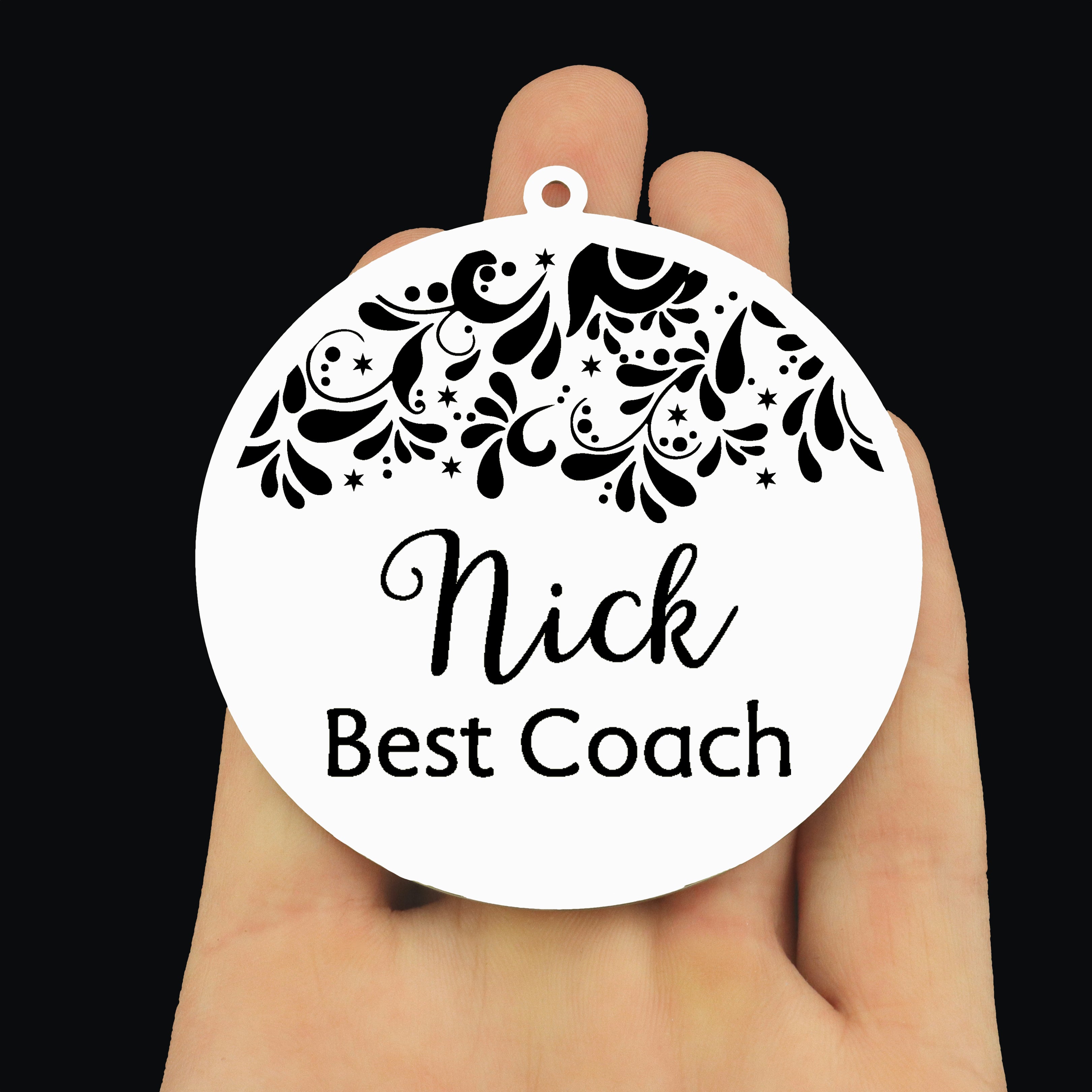 Custom Best Coach Stainless Steel Ornament - Customize the Name!