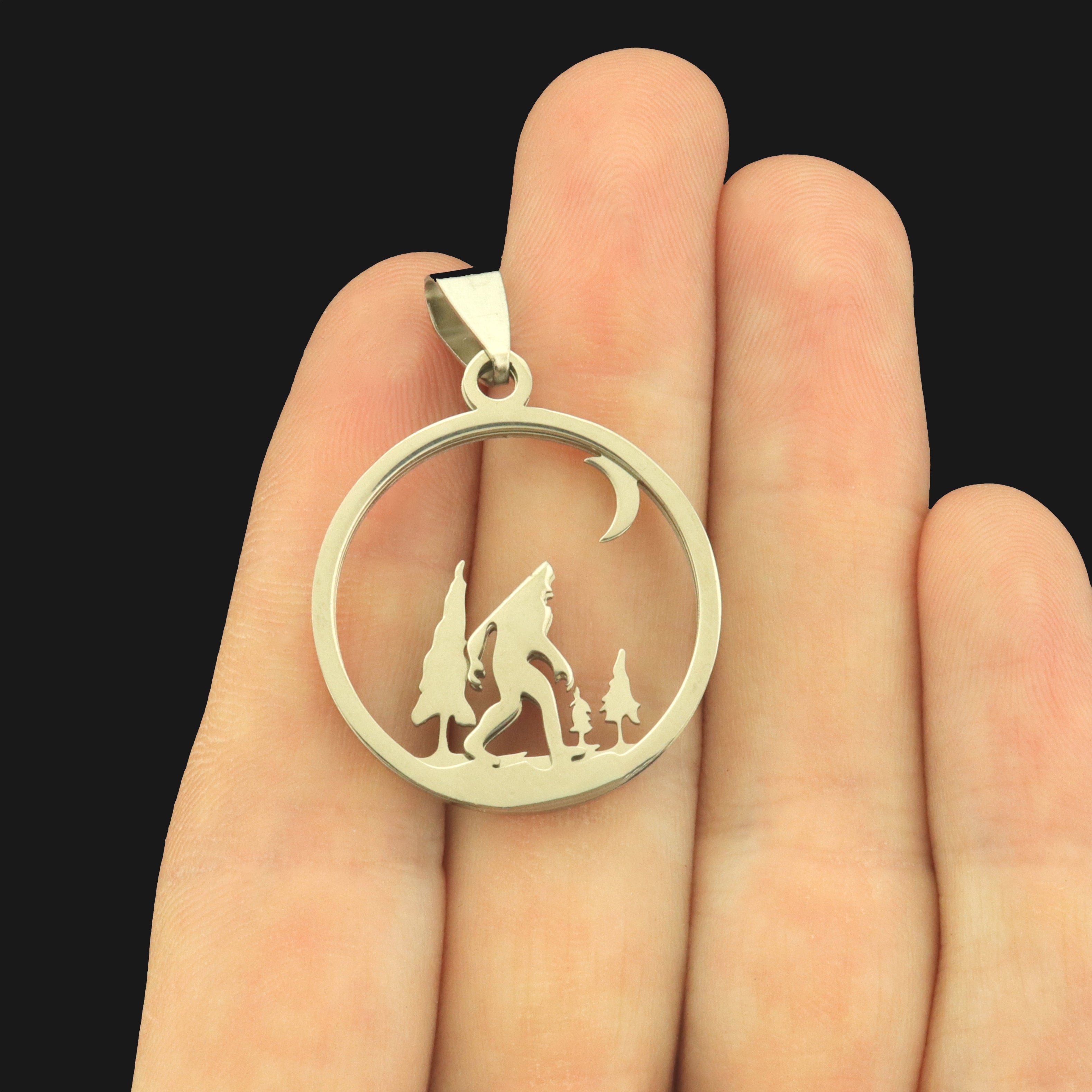 Big Foot Stainless Steel Round Charm - 2 Sided - SSP755