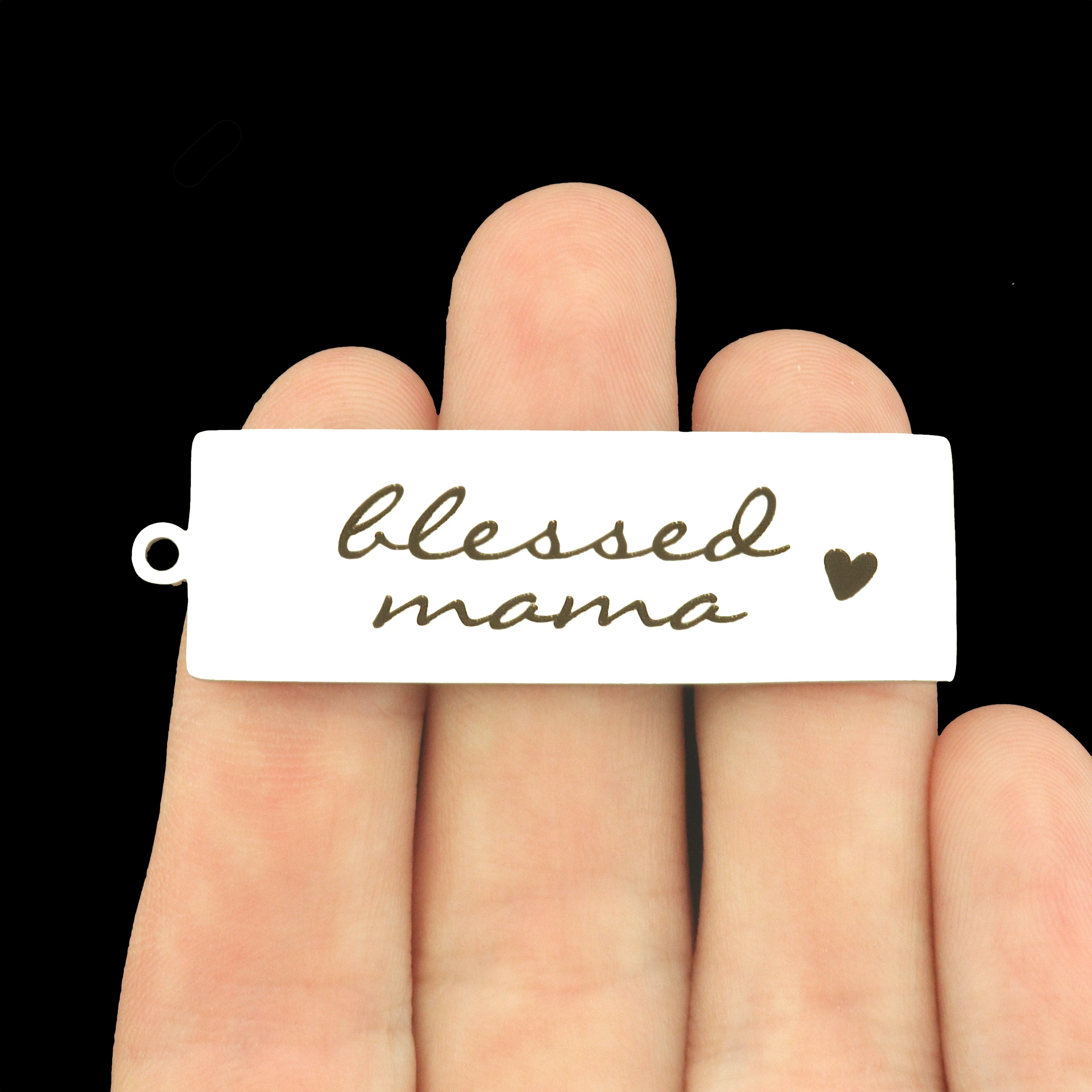 Blessed Mama Stainless Steel Key Chain Tag Charm - BFS032S-8266