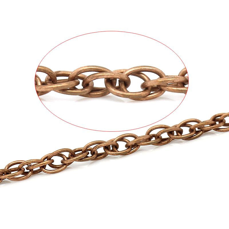 Bulk Antique Copper Tone Double-Link Cable Chain 16ft - 4mm - FD071