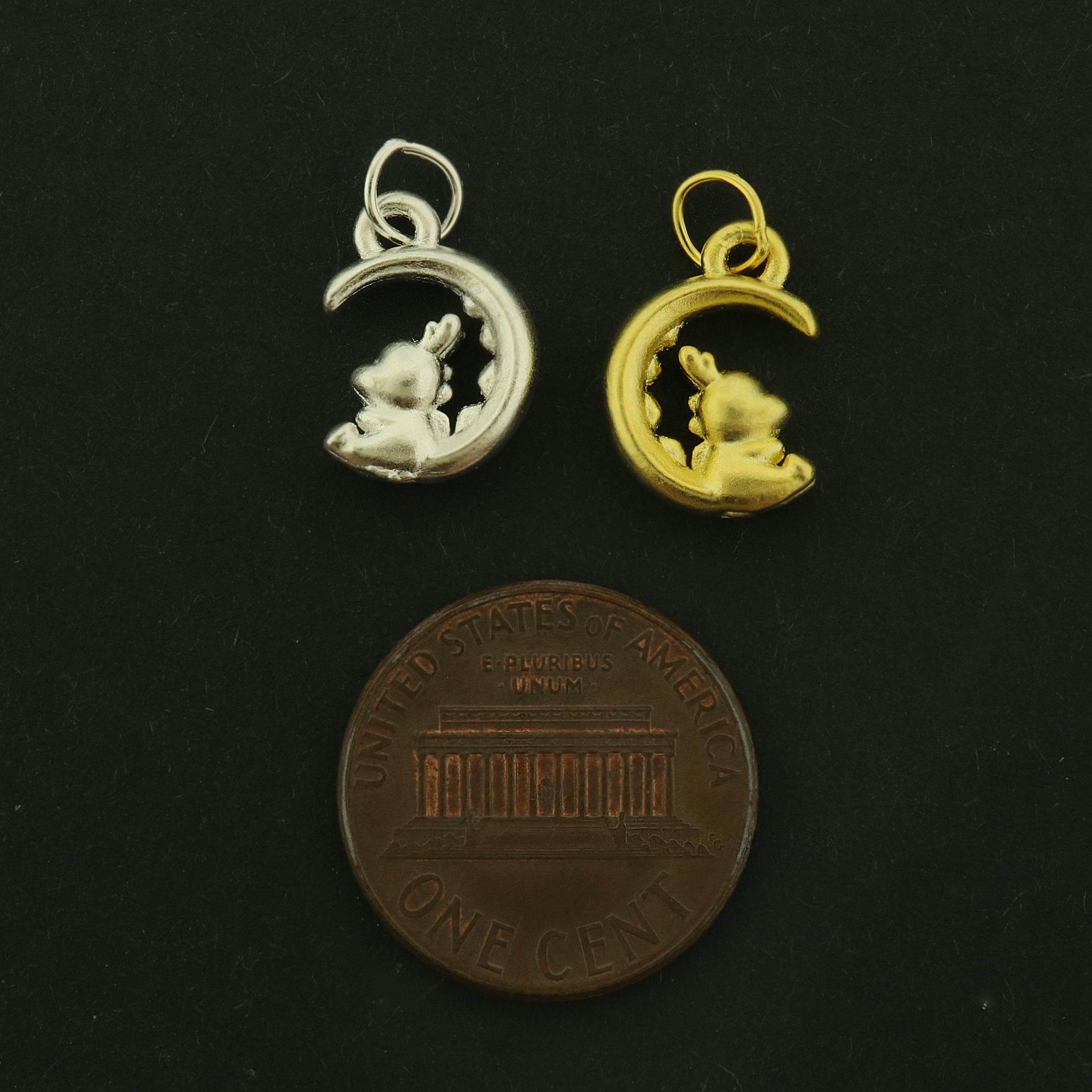 Bunny Sterling Silver Charm - Moon Pendant - Choose Your Tone!