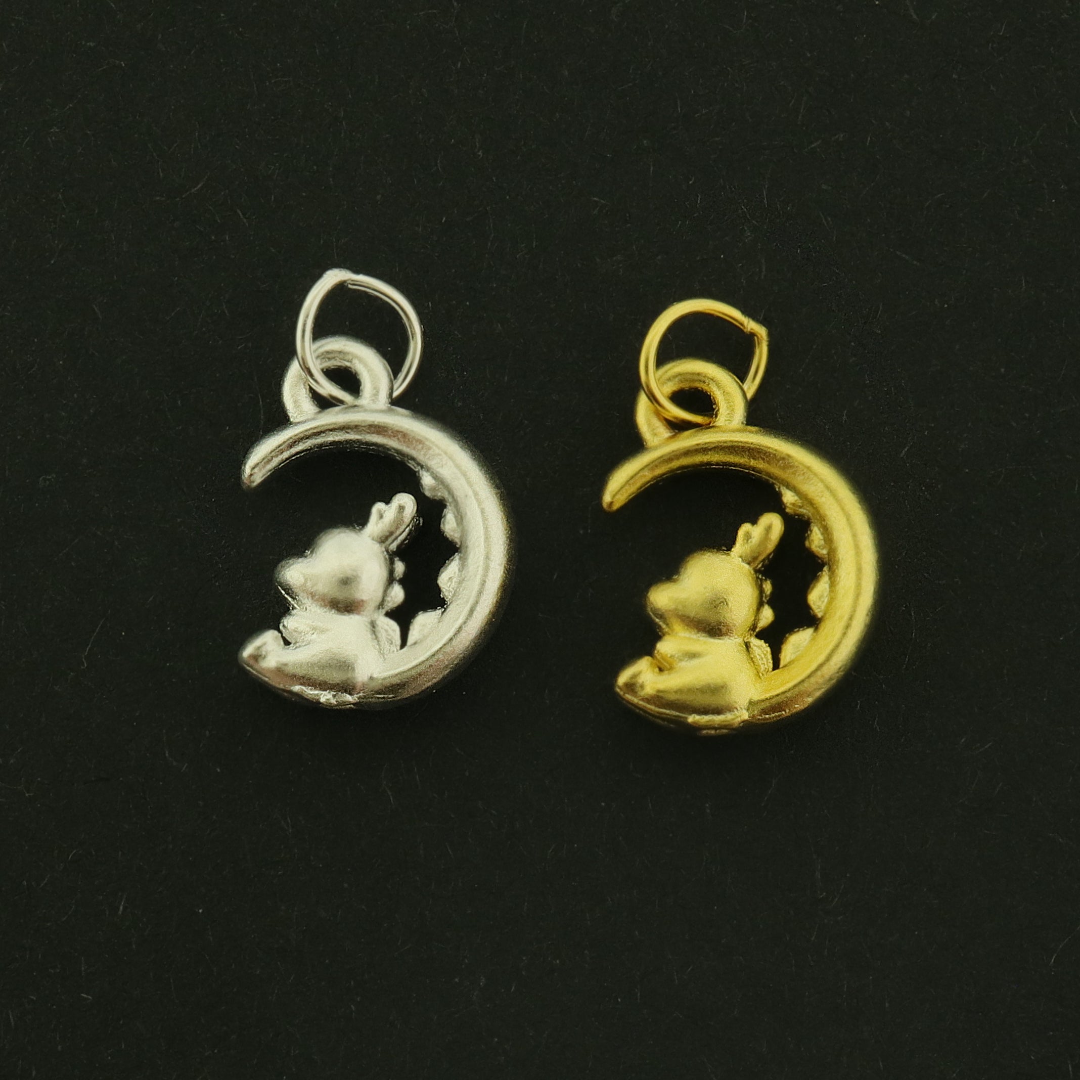 Bunny Sterling Silver Charm - Moon Pendant - Choose Your Tone!
