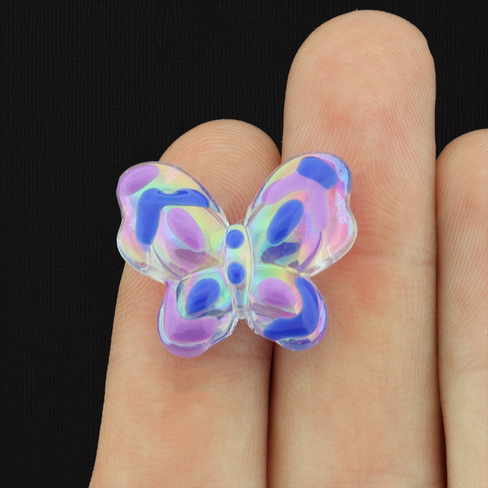 Butterfly Plated Acrylic Bead - 21mm x 17mm - 4 Beads - Choose Your Color