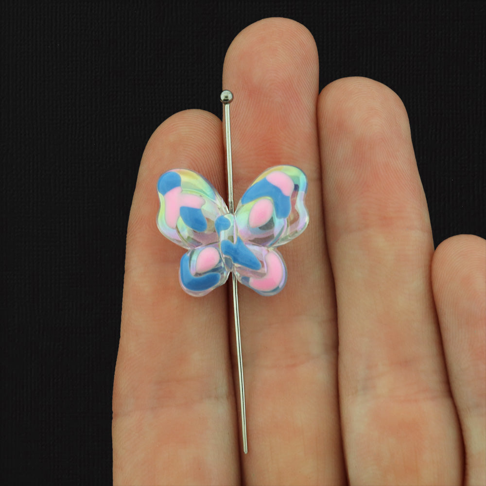 Butterfly Plated Acrylic Bead - 21mm x 17mm - 4 Beads - Choose Your Color