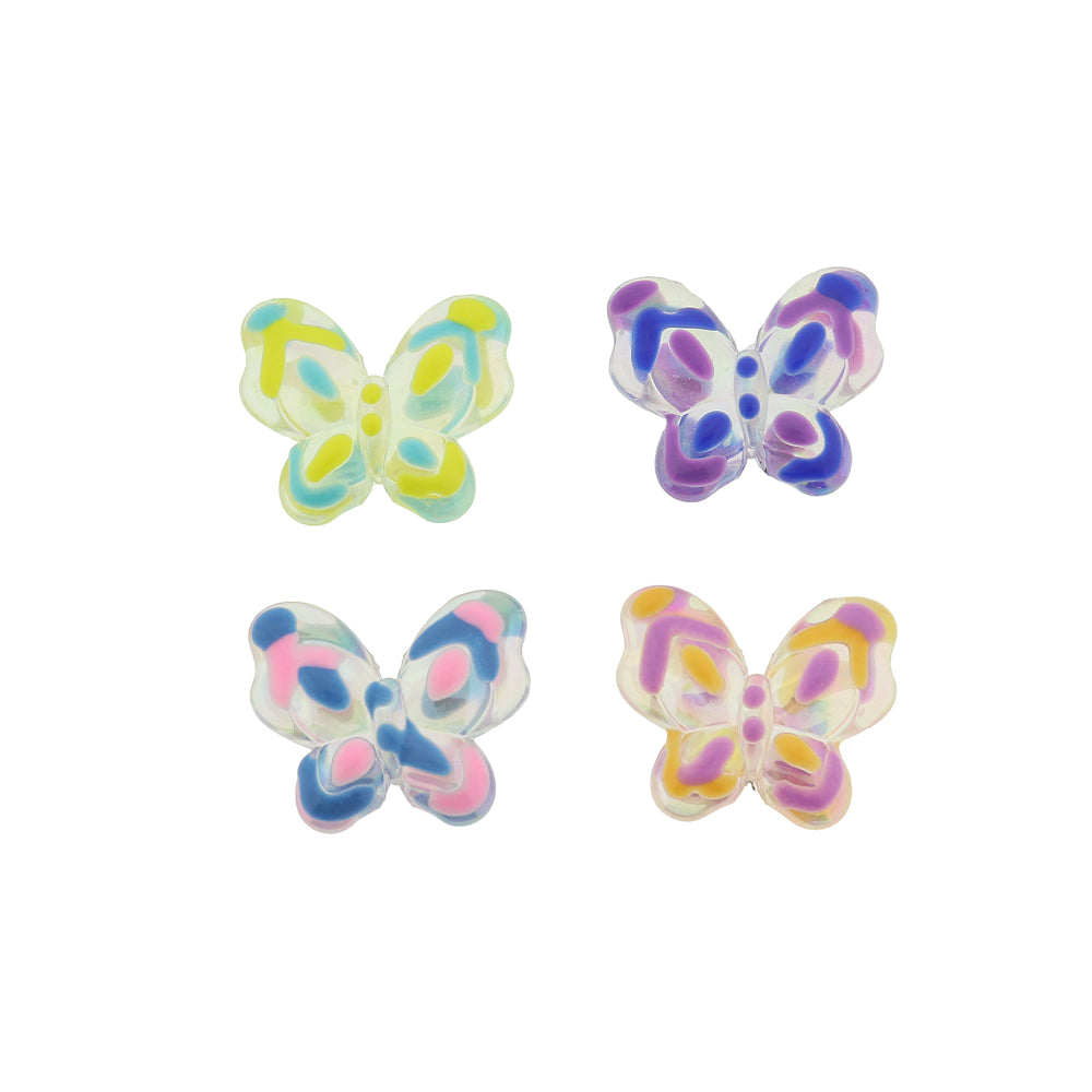 Butterfly Plated Acrylic Bead - 21mm x 17mm - 4 Beads - Choose Your Color