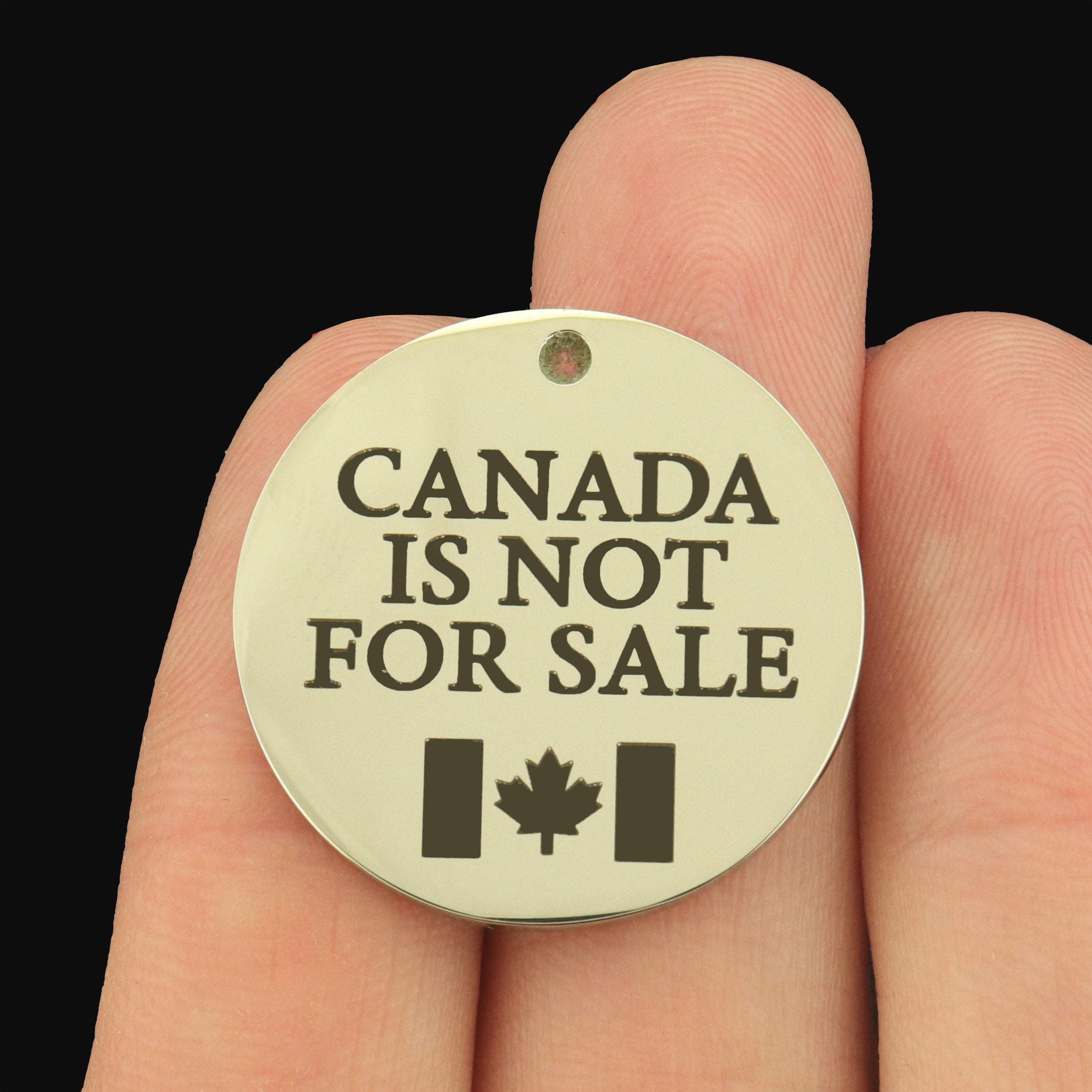 Canada is Not For Sale Stainless Steel 25mm Round Charms - BFS009-8411
