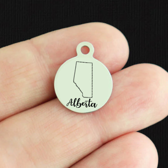 Canadian Province Outline Stainless Steel Small Round Charms - Choose Your Province!
