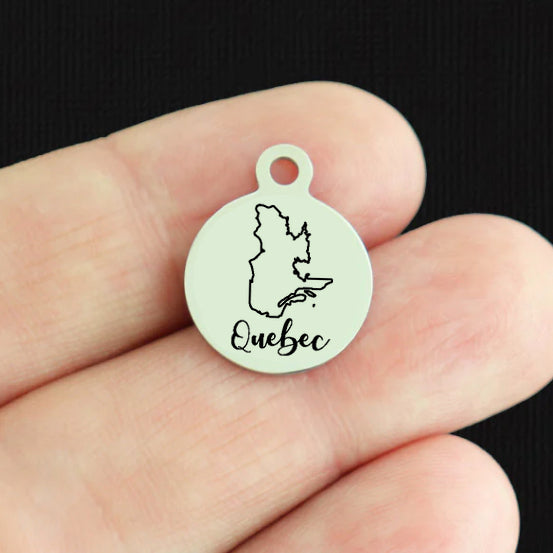 Canadian Province Outline Stainless Steel Small Round Charms - Choose Your Province!